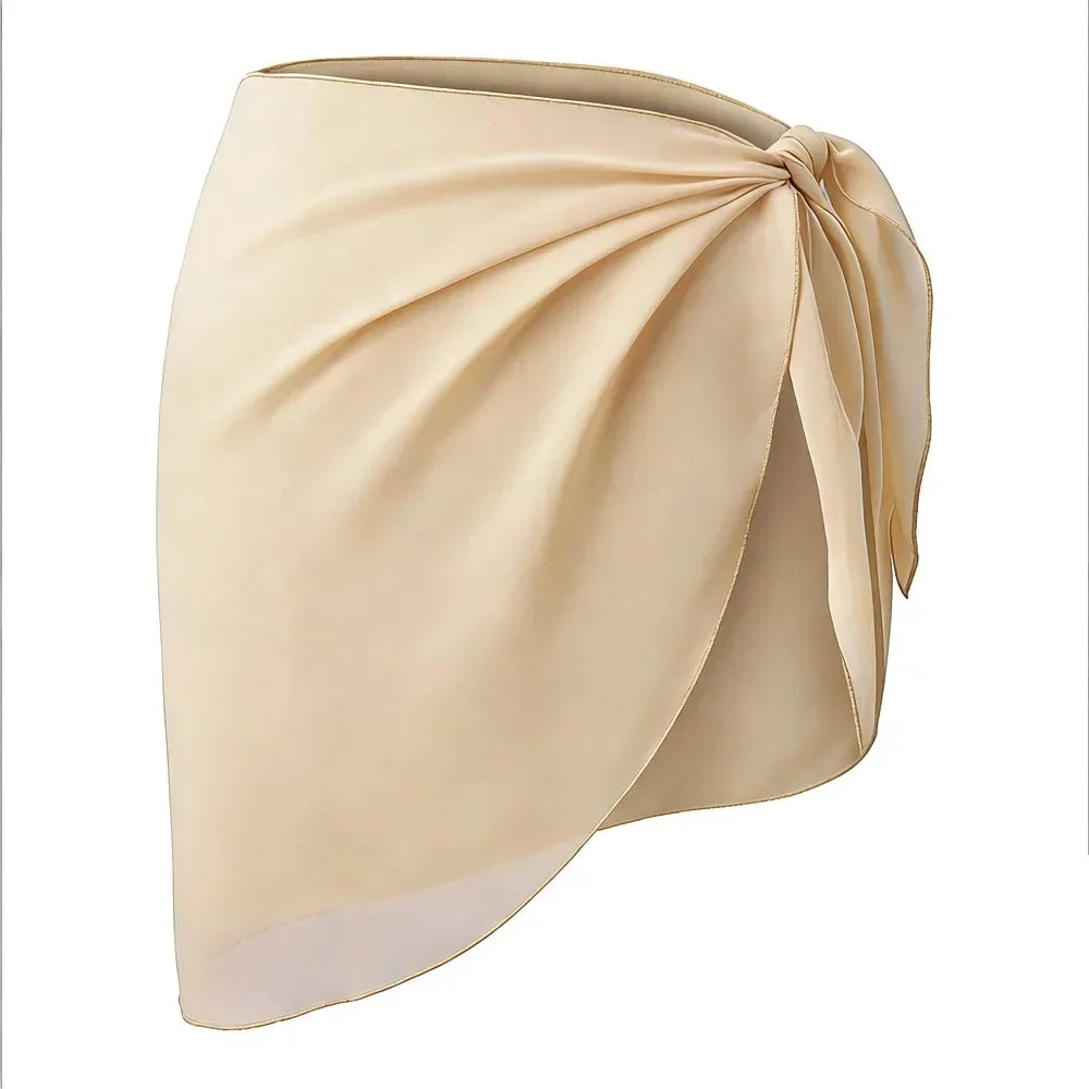 Women's Summer Sheer Sarong Cover-Up - Solid Chiffon Bikini Wrap Beach Skirt