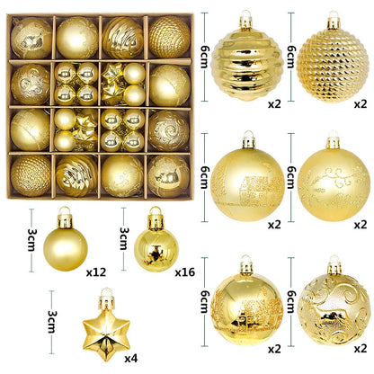 Christmas Ball Ornament Set – Large Xmas Tree Hanging Pendants with Snowflake Design for Home Decor & 2025 New Year Party Gifts