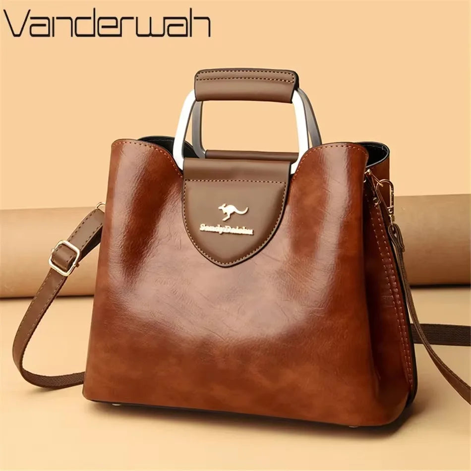 Luxury Women’s Leather Handbag – Large Capacity Shoulder & Crossbody Designer Bag