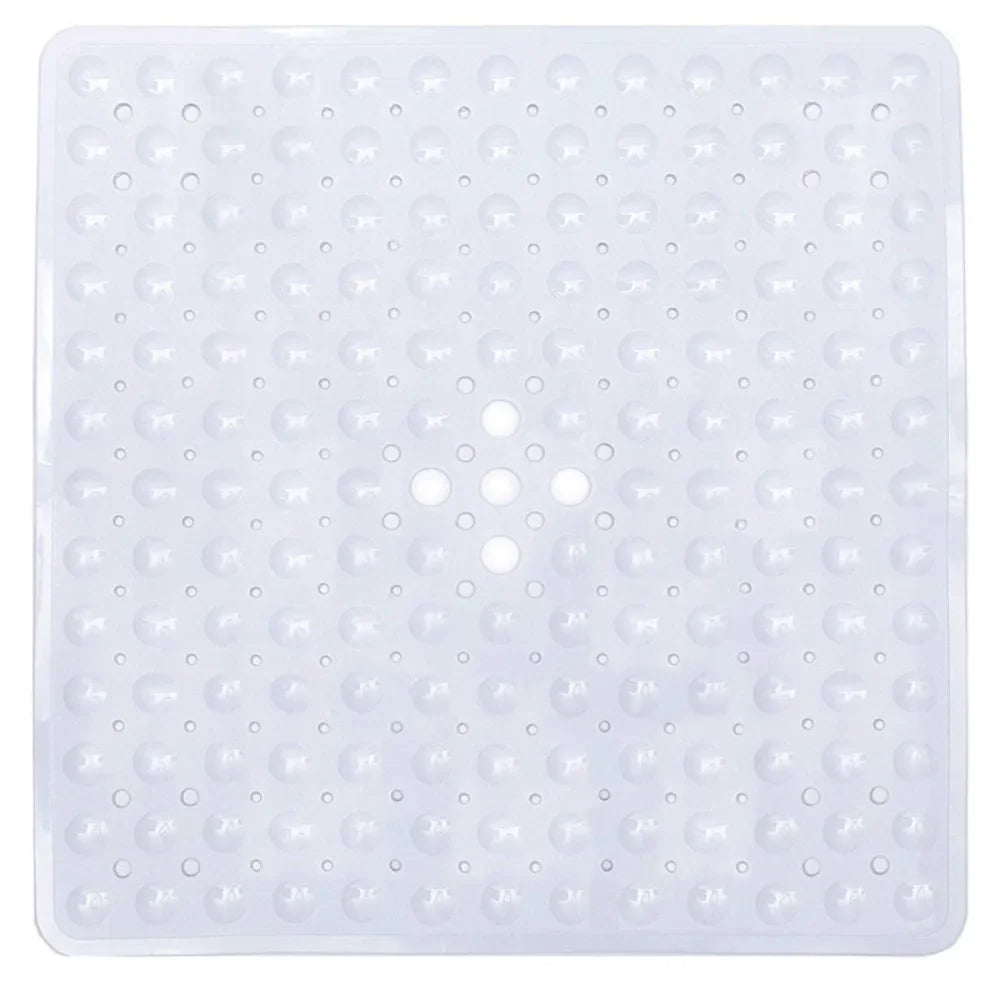 53×53cm Square PVC Shower Mat – Anti-Slip Bath Floor Pad with Suction Cups for Safety in Bathtub & Bathroom