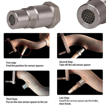 Universal M18*1.5 Oxygen O2 Sensor Extension Spacer - Stainless Steel Adapter for Auto Parts, Internal Thread Filter Connector