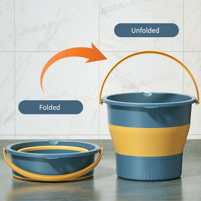 SEAMETAL Foldable Car Wash Bucket - 5L/10L Portable Thickened Plastic Water Bucket for Camping, Fishing & Outdoor Use
