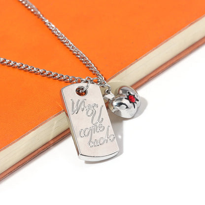 Love and Deep Space Caleb Necklace - Ruby Apple Square Card Pendant Cosplay Jewelry Gift & Collectible Accessory