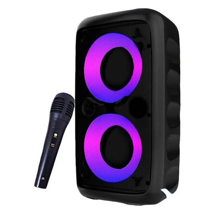 Wireless Karaoke Bluetooth Speaker - Portable Subwoofer with Microphone, FM Radio, LED Lights & TWS