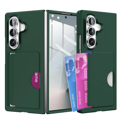 Luxury Matte Card Holder Case - Slim Shockproof Hard PC Protective Cover for Samsung Galaxy Z Fold 7 & Z Fold 6 Folding Phone