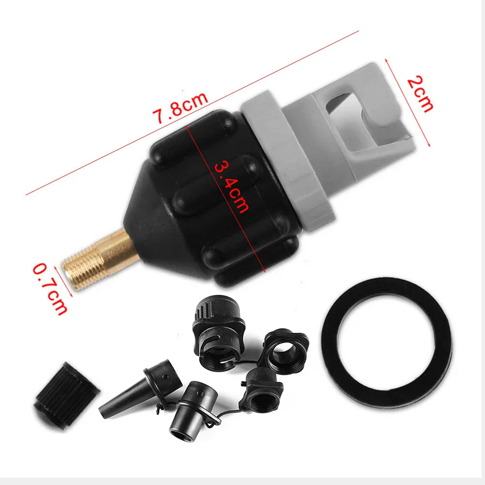 SUP Board Air Valve Adapter Kit — Inflatable Pump Connector for Paddle Boards, Kayaks, Black/Orange