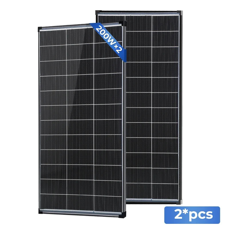 200W Bifacial N-Type Monocrystalline Solar Panel - High Efficiency Dual-Sided PV Module for RV, Boat, Cabin & Off-Grid Power Systems