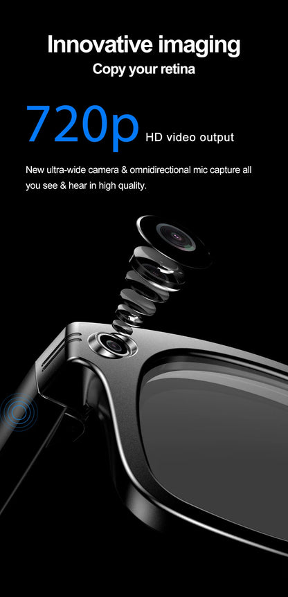 Smart AI Glasses — Video Recording, Photo Recognition, Translation, Bluetooth with 260mAh Battery, IP65 Waterproof