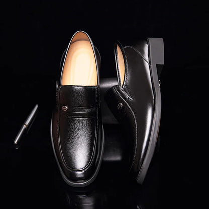 Men’s Leather Loafers - Luxury Formal Slip-On Moccasin Driving Shoes Breathable Black Plus Size 38-44