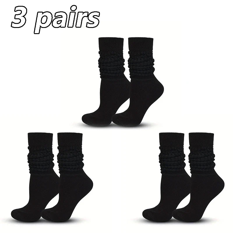 Women’s White Mid-Calf Socks - 3 Pairs Comfortable Breathable Basic Fashion Socks