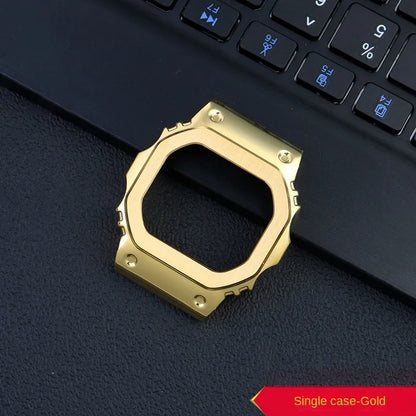 Casio G-SHOCK DW5600 Mod Kit - Stainless Steel Case Bezel & Metal Strap Replacement Set for GW-M5610/GW-B5600