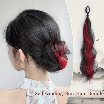 50cm Synthetic Self-Winding Ball Head Wig Hair Bundle – Highlight DIY Bun for Women, Volume-Boosting Bud Hair Extension