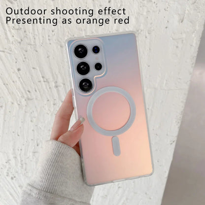 Laser Gradient Magnetic Case for Samsung Galaxy S26/S25/S24/S23/S22 Ultra Plus FE Series - Matte Protective Cover with Magnetic Charging Support