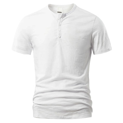Men’s Casual Henley T-Shirt - High Quality Short Sleeve Summer Basic Fashion Top