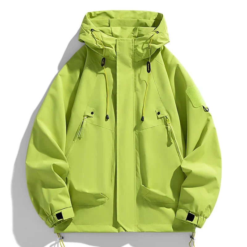 Men’s Hooded Windbreaker Jacket - Waterproof Lightweight Softshell Bomber Coat for Camping and Hiking