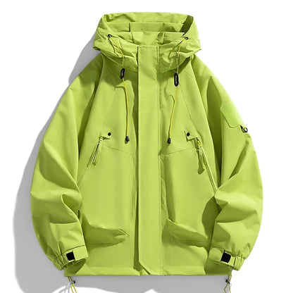 Men’s Hooded Windbreaker Jacket - Waterproof Lightweight Softshell Bomber Coat for Camping and Hiking