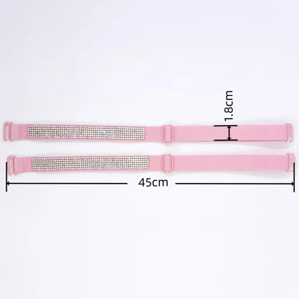 Invisible Rhinestone Bra Straps - Non-Slip Adjustable Shiny Replacement Lingerie Accessories for Women