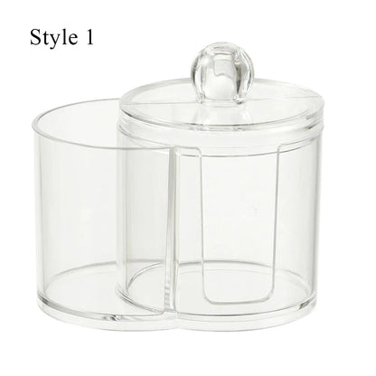 Cotton Round Pad & Powder Puff Holder – Dustproof Portable Makeup Organizer Box for Home, Durable Bathroom Storage Jar