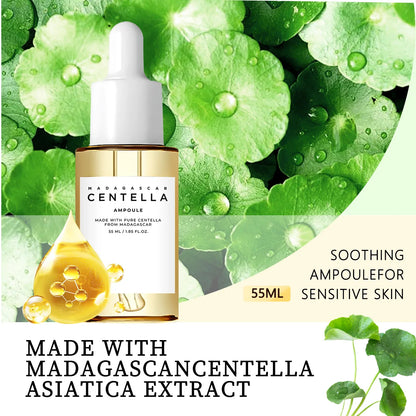 Centella Asiatica Soothing Serum - 55ml Madagascar Formula for Sensitive Skin Relief, Acne Care & Deep Hydration