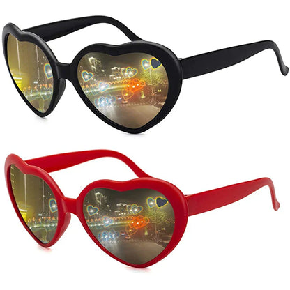 Women’s Fashion Heart-Shaped Glasses Watch - Nighttime Light Diffraction to Heart Shape, Stylish Female Sunglasses