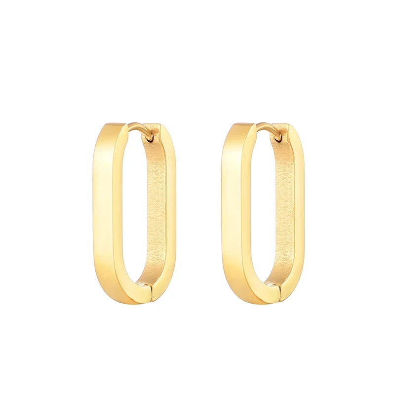 Classic Stainless Steel Hoop Earrings - Heart, Star, Oval & Geometric Punk Hip Hop Jewelry for Women & Men