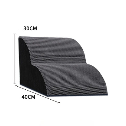 Pet Stairs with Memory Foam - Non-Slip Washable 2 or 3 Step Ramp for Dogs & Cats