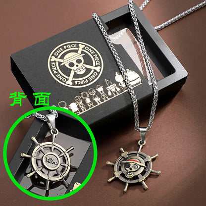 One Piece Luffy & Ace Necklace – Anime Straw Hat Metal Pendant for Men & Women, Sweater Chain Birthday Gift