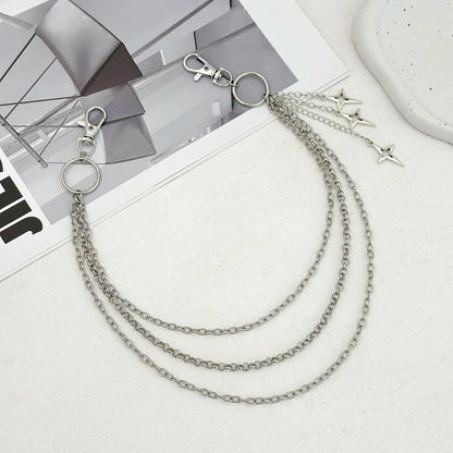 Punk Multilayer Star Pant Chain - Metal Hip Hop Waist Chain Keychain for Women, Jeans & Trendy Fashion Accessories