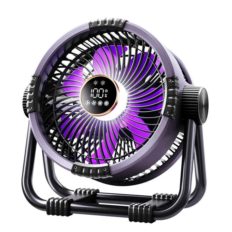 Camping Fan 20000mAh – Rechargeable Portable Outdoor Tent Fan with Air Circulator, Wireless Ceiling Fan, Hook, and Light