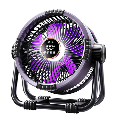 Camping Fan 20000mAh – Rechargeable Portable Outdoor Tent Fan with Air Circulator, Wireless Ceiling Fan, Hook, and Light