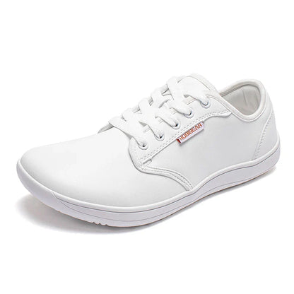HOBIBEAR Wide-Toe Family Sneakers — Barefoot Minimalist Lace-Up Casual Walking Shoes with Hook & Loop Faux Leather