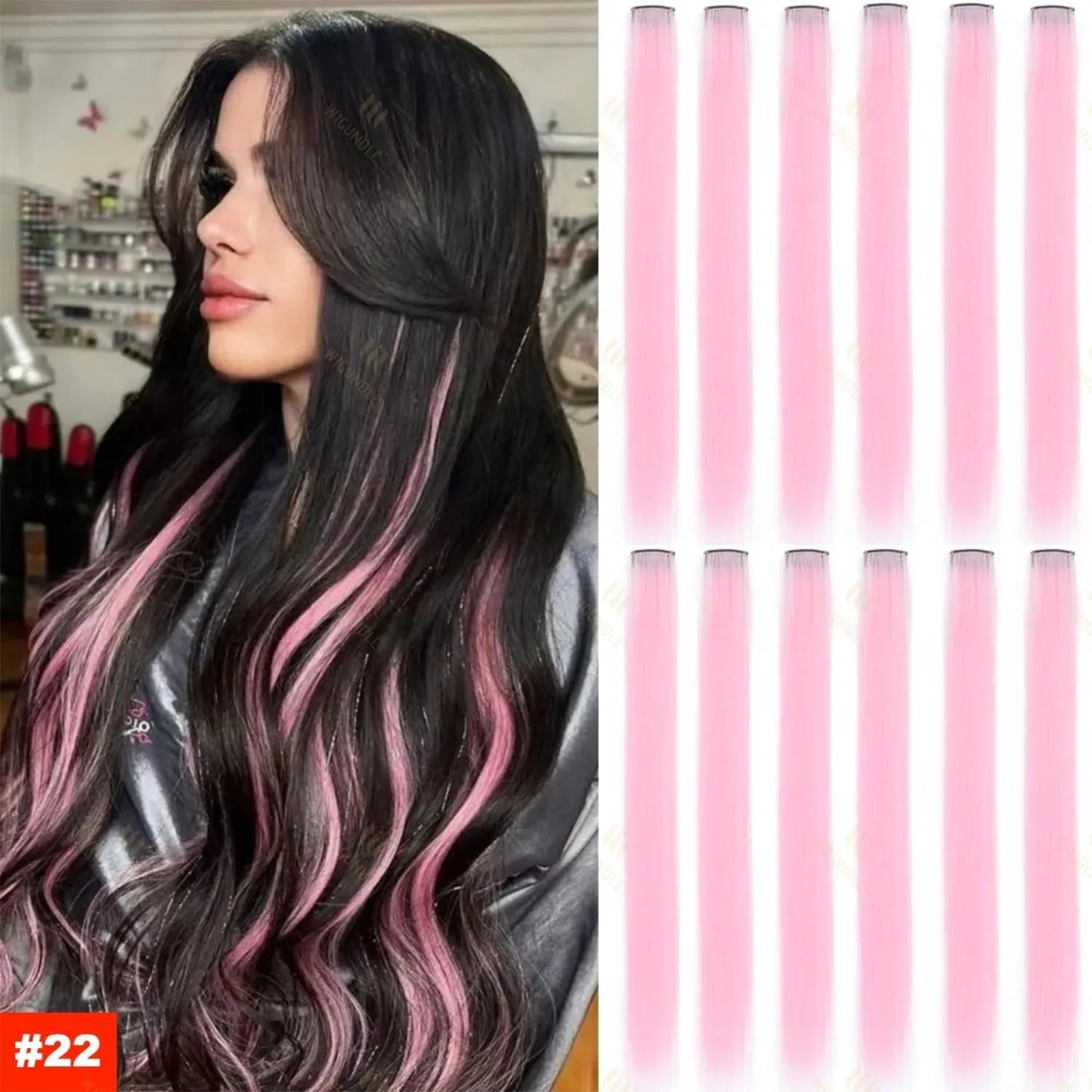 1/5/11 Pack 22" Clip-In Multi-Color Rainbow Hair Extensions – Synthetic Highlights for Girls, Women & Kids