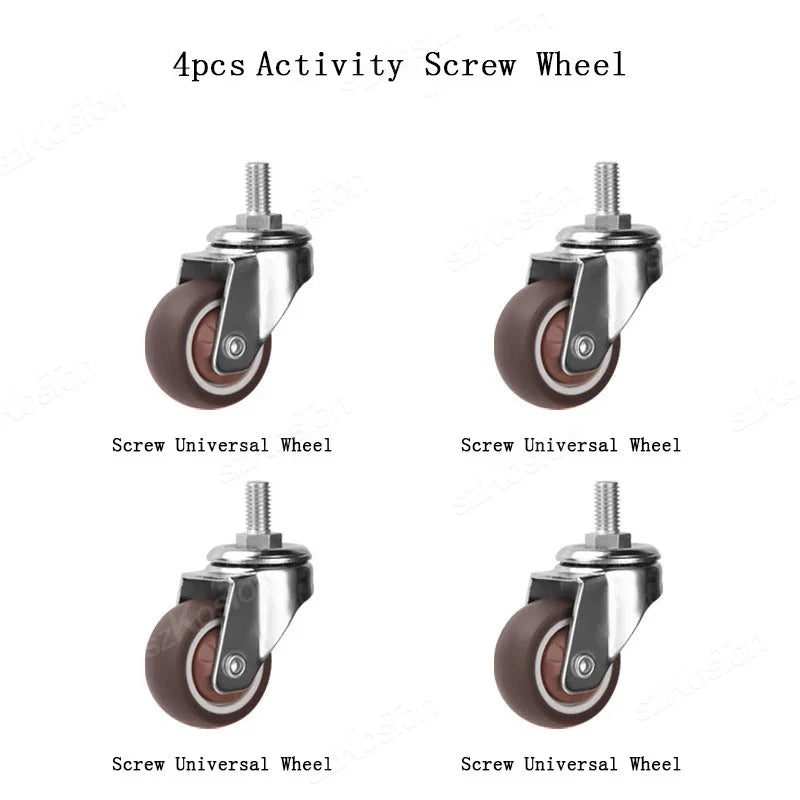 4pcs Soft Rubber Furniture Casters - Quiet Swivel Roller Wheels for Trolleys, Cribs, Beds & Home Use