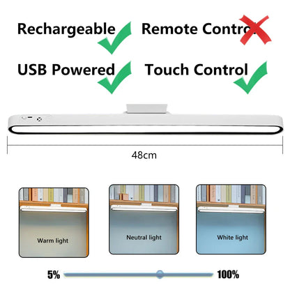 Remote Magnetic Desk Lamp – USB Rechargeable LED Table Light with Stepless Dimming for Reading & Study