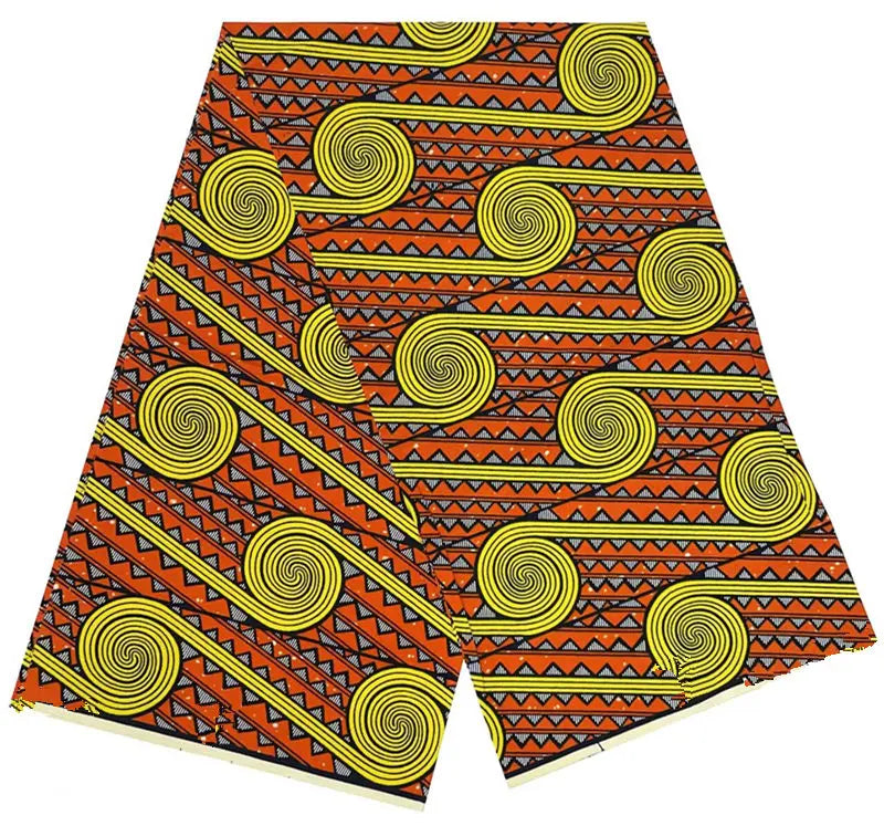 Cotton Batik Ankara Fabric - 100% African Wax Print Bronzing Golden Fabric 6 Yards for Dresses & Crafts