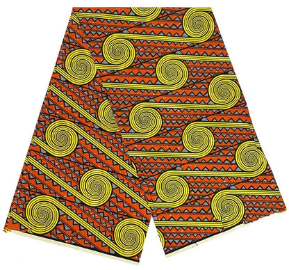 Cotton Batik Ankara Fabric - 100% African Wax Print Bronzing Golden Fabric 6 Yards for Dresses & Crafts