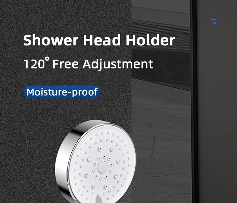 Universal No-Drill Adjustable Shower Head Holder – Wall-Mounted Bracket with Stable Rotation for Bathroom Accessories