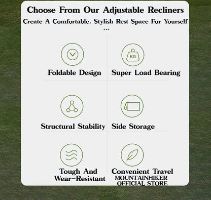 MOUNTAINHIKER 4-Speed Adjustable Folding Lounge Chair – Ultra-Light Portable Camping & Fishing Chair