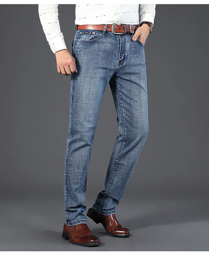 Men’s All-Match Brand Trousers – High-Quality Business Casual High Waist Denim Jeans for All Seasons