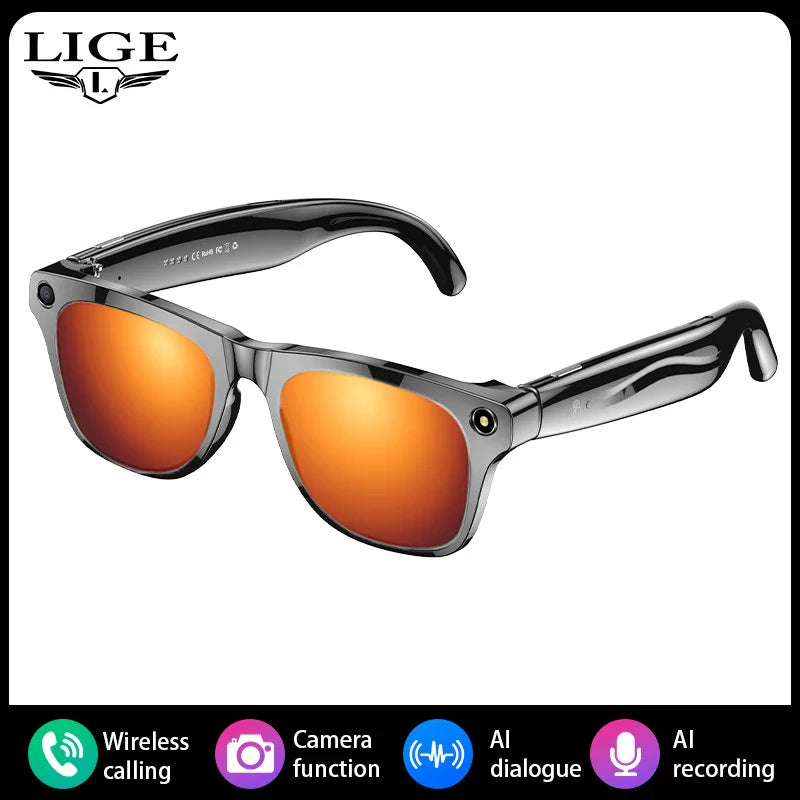 AI Smart Glasses with Camera — Bluetooth Calls, Voice Assistant, Navigation, Waterproof Smart Sports Wearable