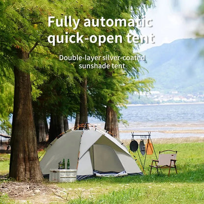Outdoor Folding Tent – Fully Automatic Quick Open, 3-4 Person Self-Driving Camping Tent, Rain & Sun Proof, Portable