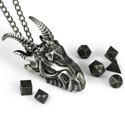 7-Piece DND Mini Dice Set - Metal Polyhedral RPG Dice with Dragon Necklace Case