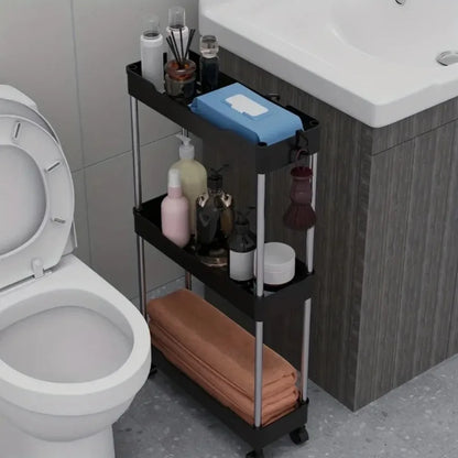 Rolling Bathroom Storage Rack with Wheels: 3/4 Layer Multi-Purpose Utility Cart - Organize Your Bathroom with Ease