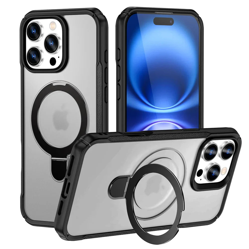 MagSafe Foldable Magnetic Wireless Charging Stand Case — Anti-Slip Bumper for iPhone 11–17 (incl. 16E) Pro/Max