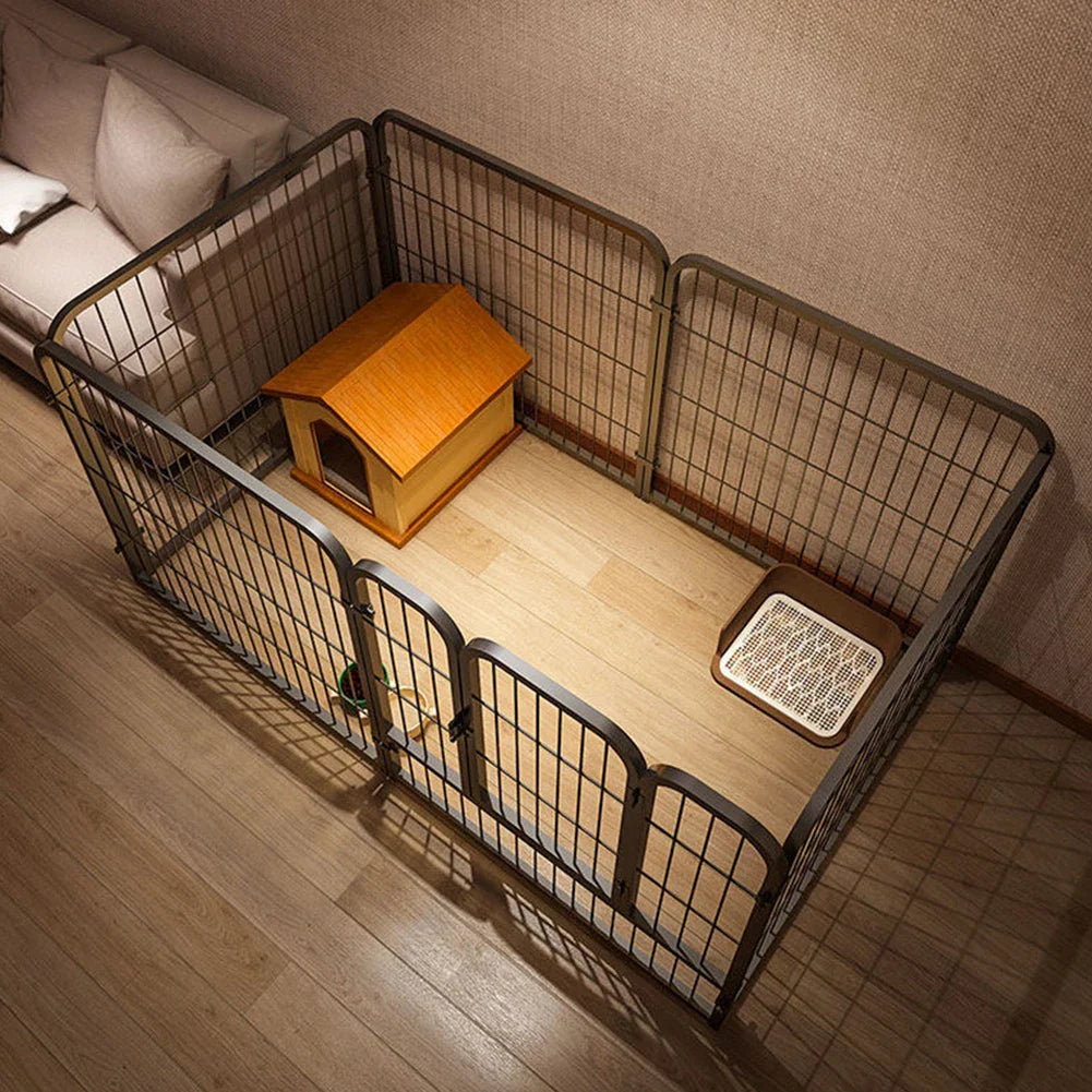 6-Panel Heavy Duty Foldable Pet Exercise Fence — Puppy Kennel Cage & Metal Barrier for Dogs, Cats, Rabbits