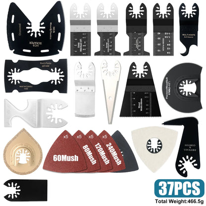 Tooth Oscillating Saw Blade Kit - 10-39PCS Carbide Multitool Blades for Wood PVC & Metal Cutting