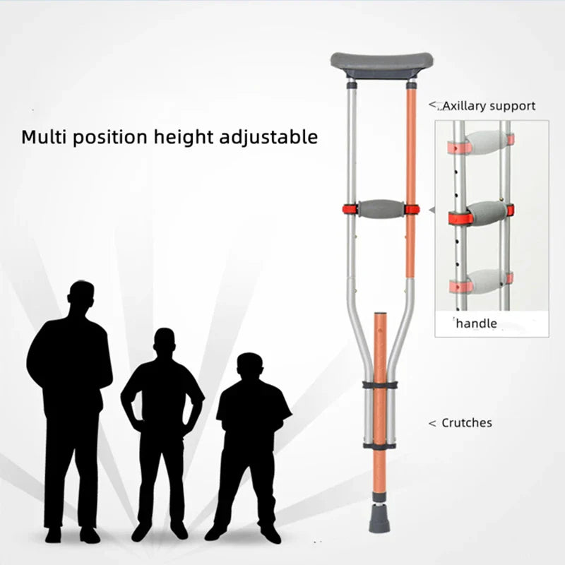 Aluminum Alloy Detachable Foldable Underarm Crutches — Armpit Walking Stick Mobility Aid for Elderly & Disabled