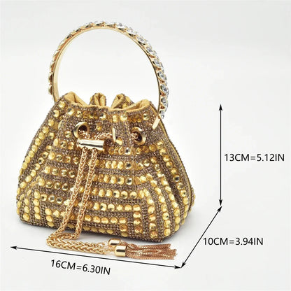 Women’s Gold Rhinestone Shoe & Bag Set - Elegant Wedding & Party Fashion Accessories