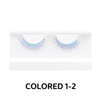 Colorful Halloween False Eyelashes – Blue, Red & Pink Cosplay Fake Lash Extensions for Makeup Looks