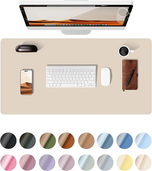 Large Leather Mouse Pad Desk Mat - Non-Slip PU Leather Office Desk Protector for Laptop & Workspace Setup